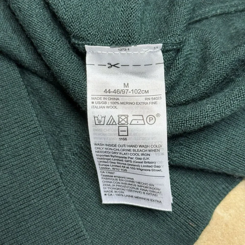 Banana Republic Men’s Merino Wool By Baruffa Sweater M Sea Green Navy Raglan